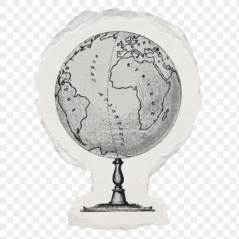Globe png sticker, ripped paper, | Free PNG Illustration - rawpixel