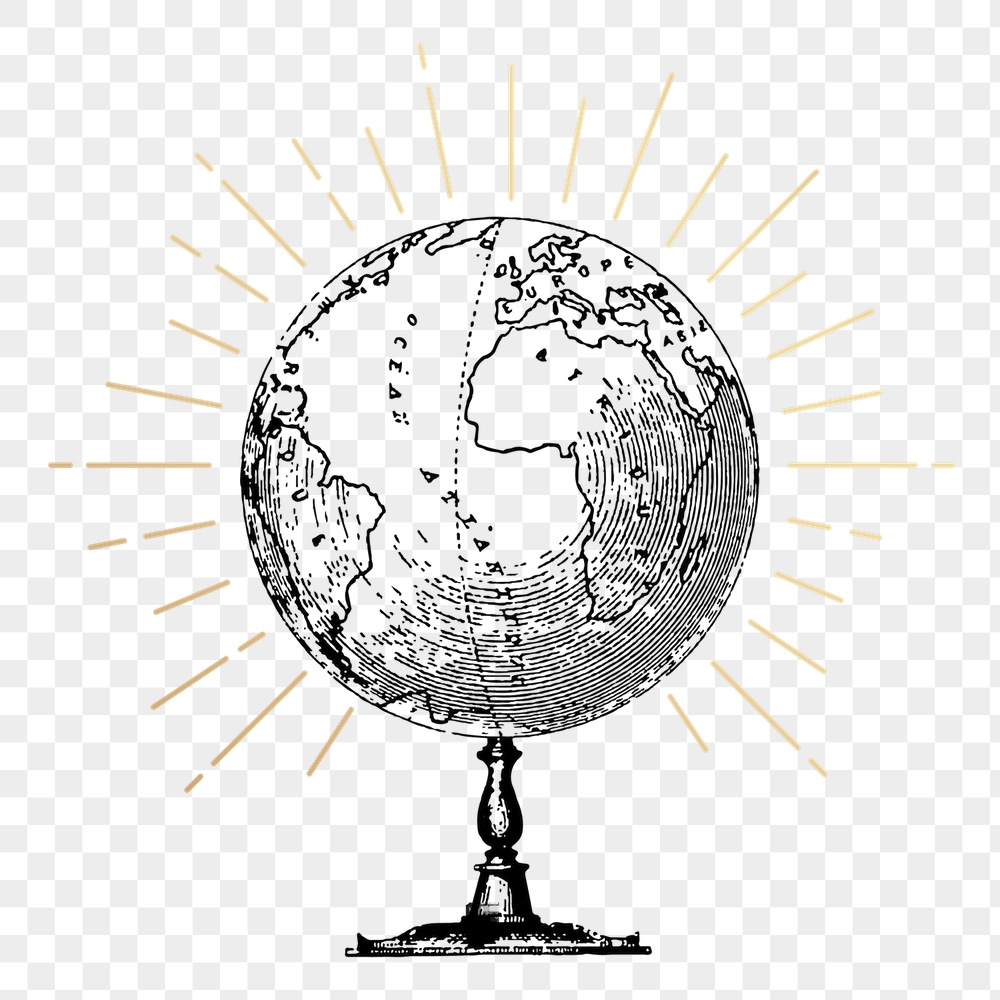 Globe png sticker, vintage educational | Free PNG Illustration - rawpixel