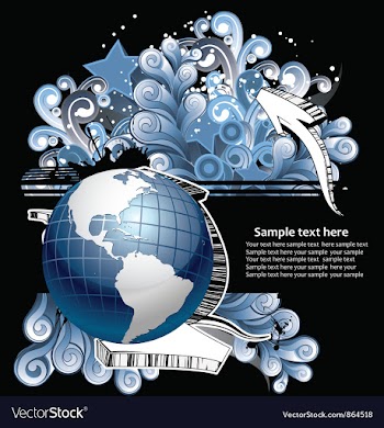 Globe with floral and grunge vector image