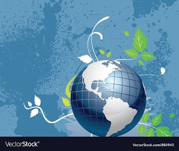 Globe with floral and grunge vector image