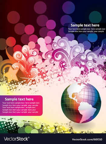 Globe with floral and grunge vector image