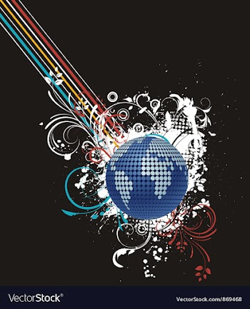 Globe with floral and grunge vector image