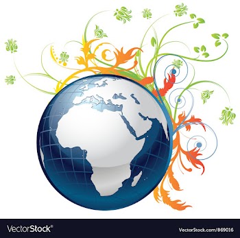 Globe with floral vector image