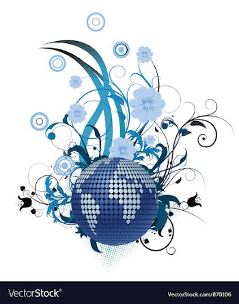 Globe with floral vector image