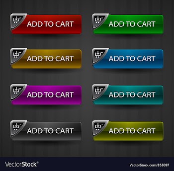Glossy add to cart buttons set vector image