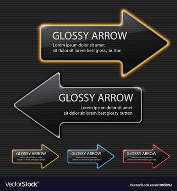  					Glossy arrow on black background vector image														