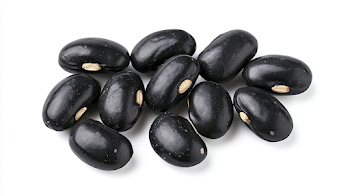 Glossy Black Beans on White Background