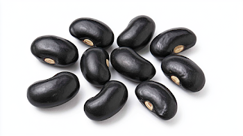 Glossy Black Beans on White Background