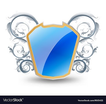 Glossy blue shield vector image