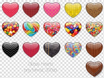 Glossy Hearts, assorted-color glossy heart lot transparent background PNG clipart