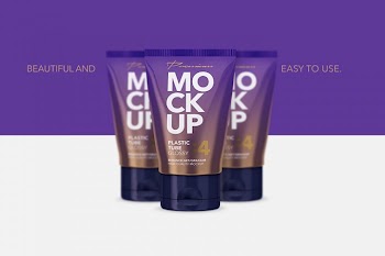 Glossy Plastic Cosmetic Tube Mockup - Front View - 04