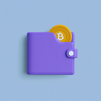 Glossy Purple Digital Wallet with Cryptocurrency Coin