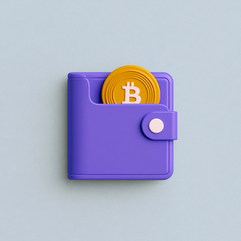Glossy Purple Digital Wallet with Cryptocurrency Coin