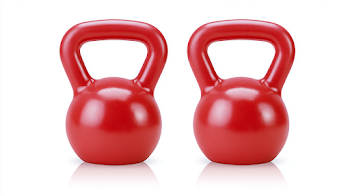 Glossy Red Kettlebells on White Background