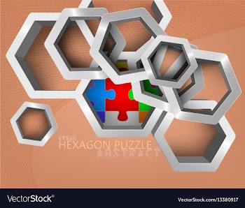 Glossy silver hexagon vector image