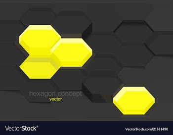 Glossy yellow hexagon concept vector image