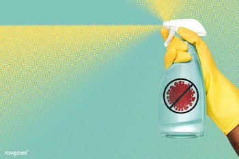 Gloved hand using a spray bottle to kill coronavirus background illust.. | Free  photo - 2313883