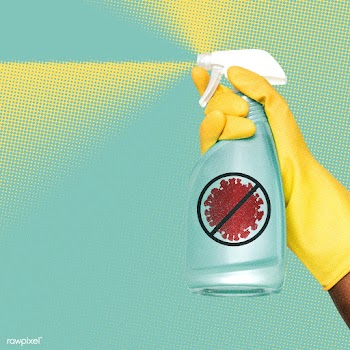Gloved hand using a spray bottle to kill coronavirus background illust.. | Free  photo - 2313884