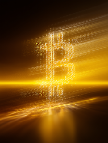 Glowing Bitcoin Symbol in a Digital Void