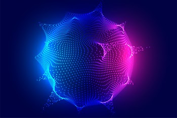 Glowing digital particle sphere technology background Free Vector
