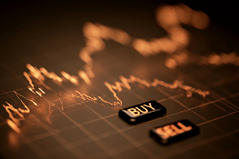 Glowing Financial Trading Chart with Buy and Sell Buttons