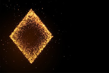 Glowing golden glitter diamond symbol black background Free Vector