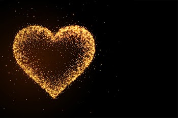 Glowing golden glitter heart black background Free Vector