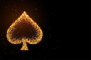 Glowing golden glitter spades symbol black background Free Vector