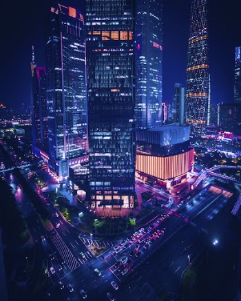 Glowing Guangzhou cityscape at night, | Free Photo - rawpixel