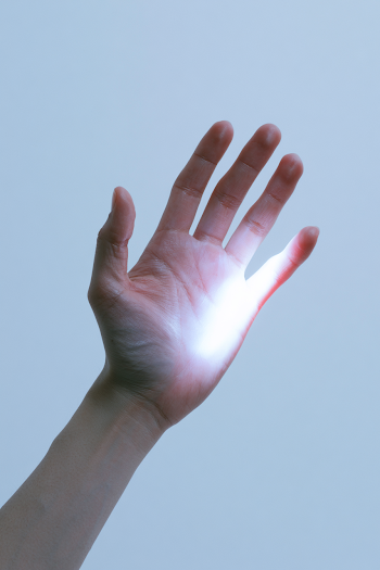 Glowing Hand with Emanating Light