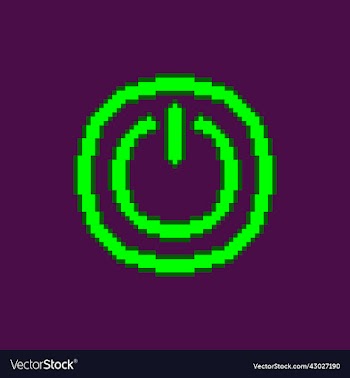 glowing icon power on button in round frame