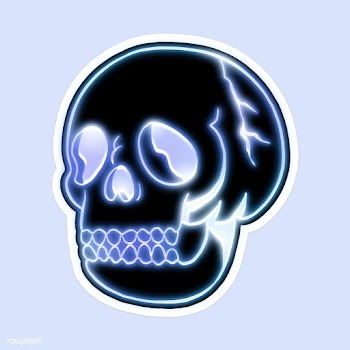 Glowing indigo neon skull sticker with a white border | Free  illustration - 2354388