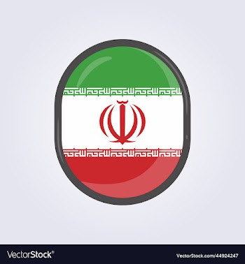 glowing iran flag in badge icon symbol