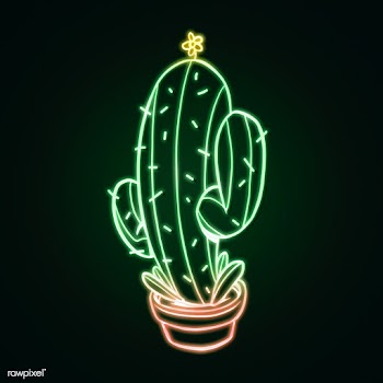 Glowing neon green saguaro cactus design element | Free  illustration - 2356463