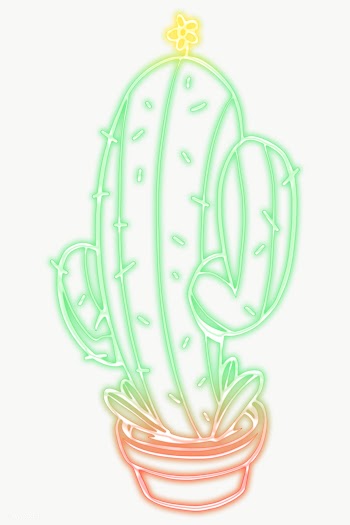 Glowing neon green saguaro cactus design element | Free  transparent png - 2356472