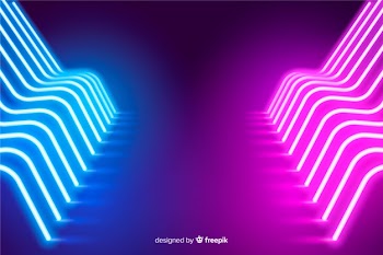Glowing neon lights stage background Free Vector