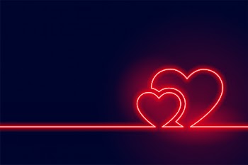 Glowing red neon heart valentine day background Free Vector