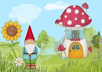 Gnome garden background, cartoon illustration | Free PSD - rawpixel