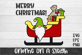 Gnome on a Sleigh | Christmas SVG PNG EPS