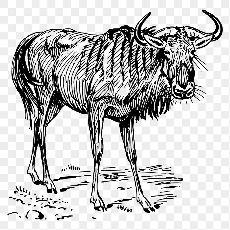 Gnu png sticker, vintage animal | Free PNG - rawpixel