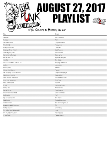 Go Punk Yourself Playlist for 8.27.17 - 98KUPD - Arizona's Real Rock