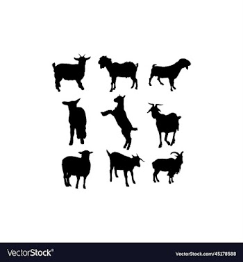goat animal set silhouette design