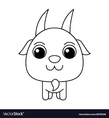 goat cartoon coloring page for kids