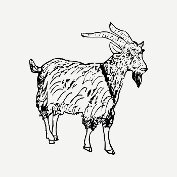 Goat collage element, black & | Free PSD Illustration - rawpixel