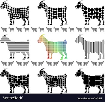 Goat Silhouette Set vector image