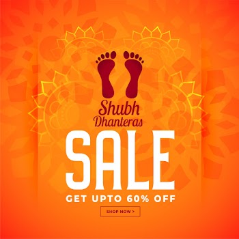 God lakshmi footprint happy dhanteras banner Free Vector