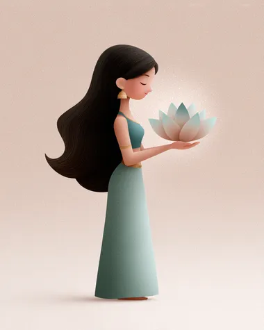 Goddess Parvati Blessing Illustration with Lotus Aura Goddess Parvati Blessing Illustration with Lotus Aura