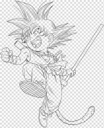 Goku Line art Chi-Chi Dragon Ball Manga, kid play transparent background PNG clipart