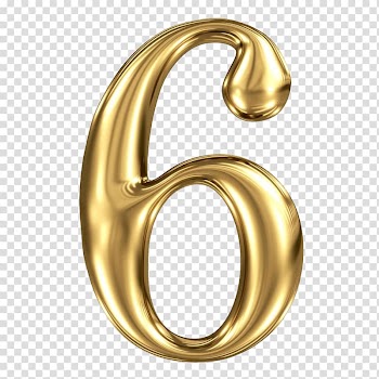 Gold 6 illustration, illustration Illustration, Gold three-dimensional figure 6 transparent background PNG clipart