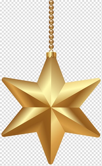 Gold 6-pointed star ornament , Christmas Star of Bethlehem , Gold Christmas Star transparent background PNG clipart